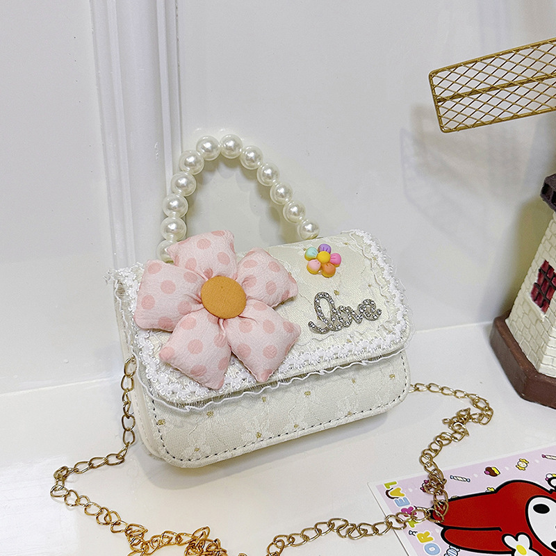 Nuevo bolso para niños de estilo extranjero, bolso de regazo de sequilla de niña, bolso de perla coreano, bolso de cambio de niña
