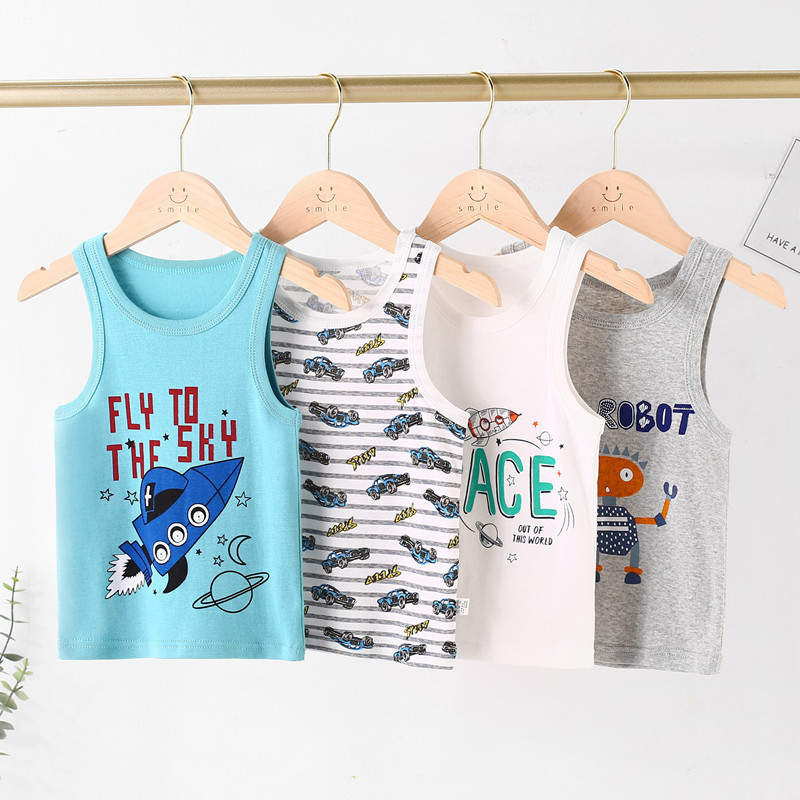 Children's cotton vest printed thread boys' summer thin girls' sports camisole outer wear bottoming underwear Hundred