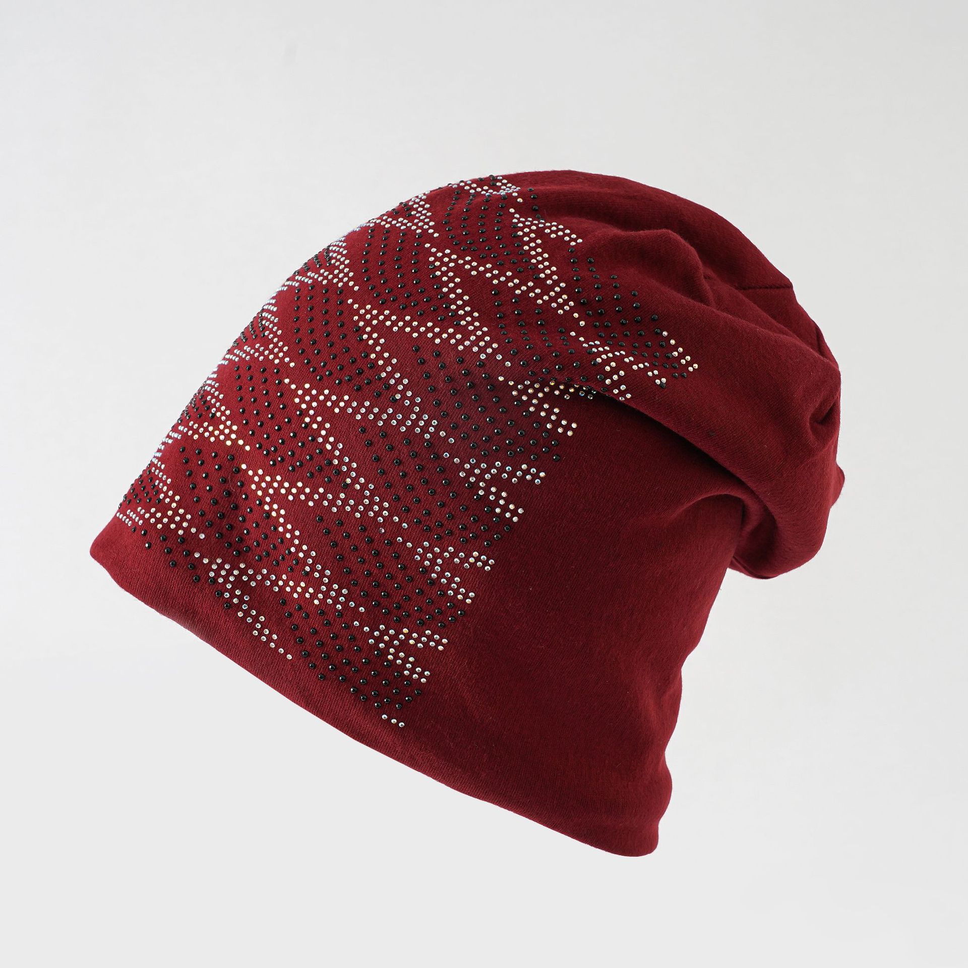 Moda de otoño e invierno sombrero de diamantes de imitación sombrero de pila de mujer con forro polar cálido sombrero de Jersey protección del oído puntera al aire libre