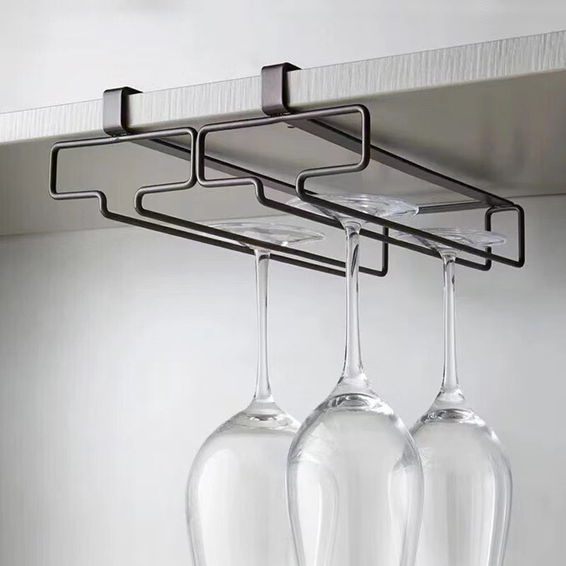 Household Living Room High-end Wine Cup Rack Hanging Punch-free Wine Cabinet Creative Living Room Inverted Wine Cup Rack