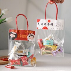 結婚式の喜糖袋透明喜糖包装袋お土産袋私たち結婚しましたお祝い袋透明袋