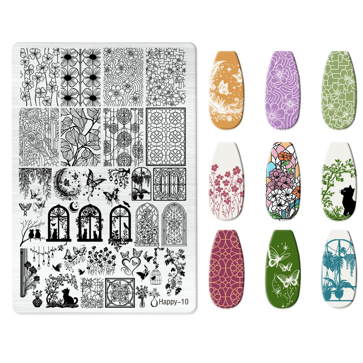 Xiaohongshu's Popular Jingtian Nail Art Stamping Plate Kt Cat Nail Art Bow Cartoon Line Frosted Stamping Plate