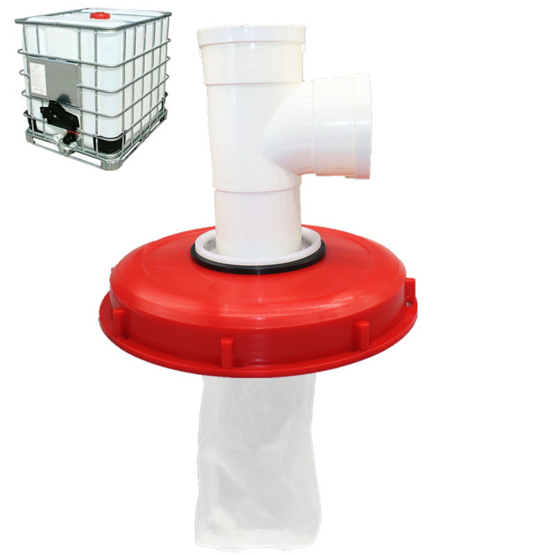 DN75 Barril de tonelada IBC transfronterizo DN110 Cubierta de filtro de plástico Cubierta de filtro 163mm con malla de filtro Cubierta de barril DN150