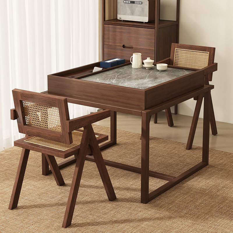 Mesa de té de madera sólida del balcón, nueva mesa cuadrada china, mesa casera simple, mesa de té cuadrada Zen casual