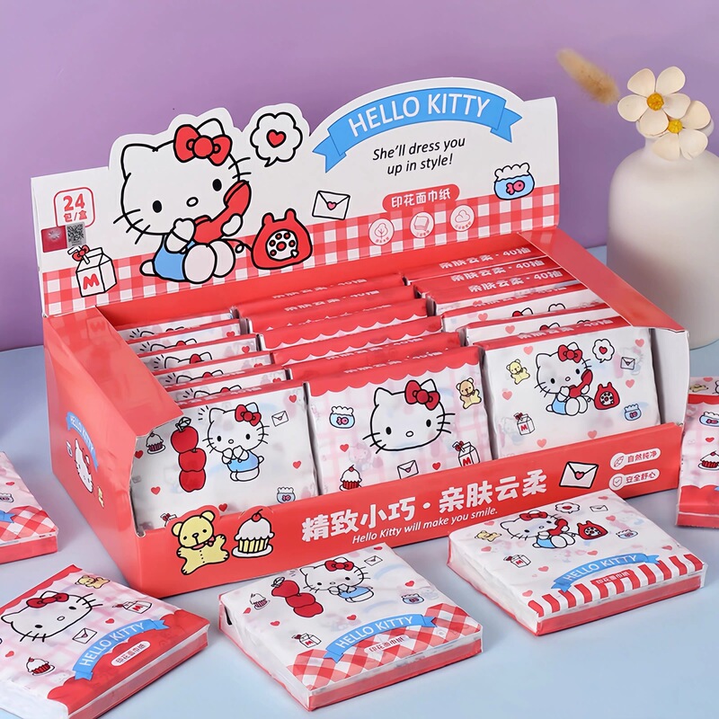 Authentic Sanrio Hello Kitty Printed Tissue Paper Cartoon Girly Napkins Small Pack Portable Outdoor Facial Tissue Authentic Sanrio Hello Kitty Printed Tissue Paper Cartoon Girly Napkins Small Pack Portable Outdoor Facial Tissue