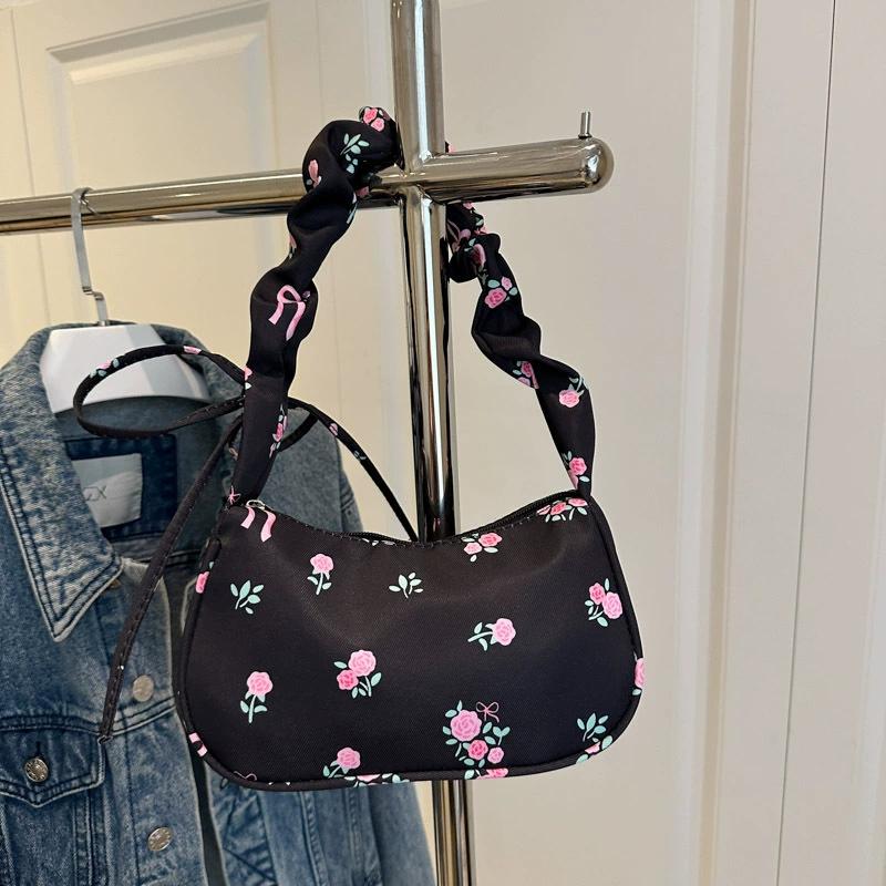Уникальная милая женская сумка, новая модная плиссированная сумка с цветочным принтом на шнурке, модная универсальная сумка на плечо под мышками