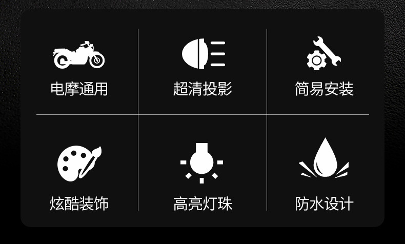 Neutral Motorcycle Led High-Definition Projector Light, Electric Vehicle Floor Light, Rear License Plate Light, Ambient Light, Warning Light