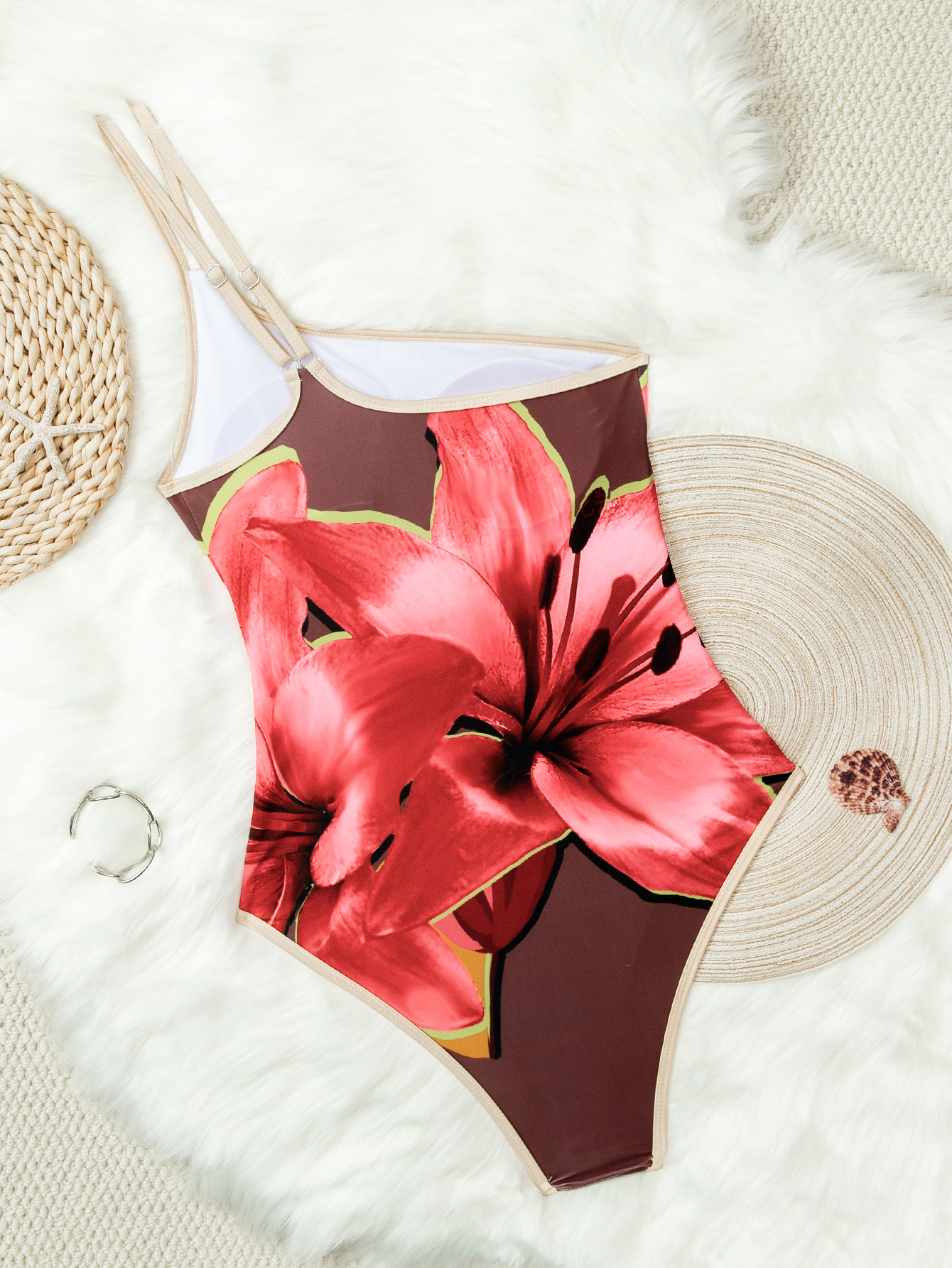 Dam baddräkt one-piece med blommigt tryck rygglös elegant_voghion.com