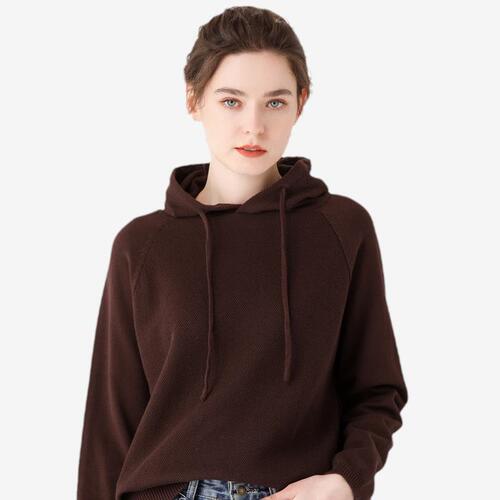 Cape Hoodie Knit Top, Refined Cotton Line, Loose and Lazy Korean Version, New Short Autumn and Winter Women's Top, Trendy