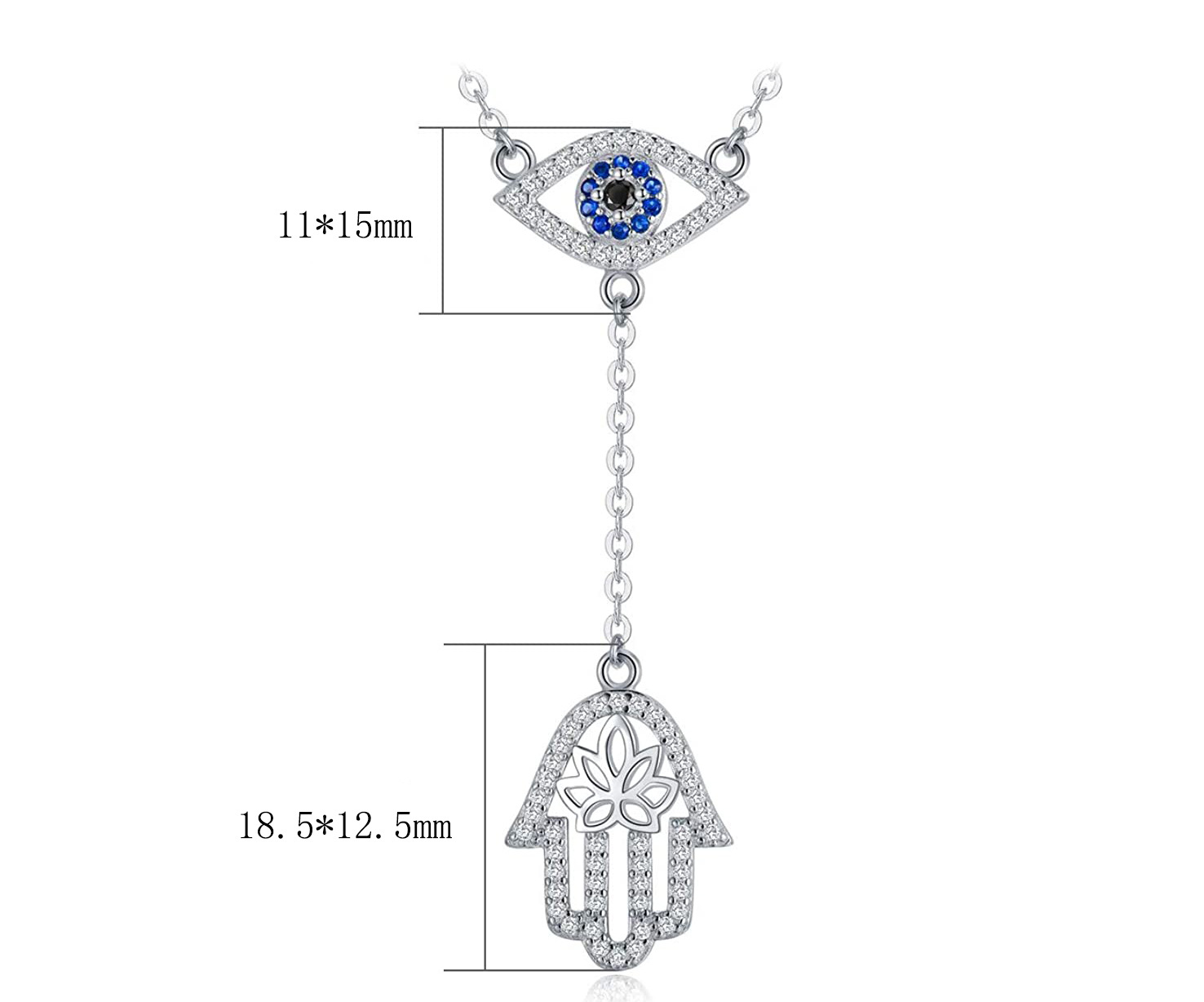 10g Weight Zircon Inlay Material Necklace Classification cable chain Chain Type 925 Sterling Silver Zircon Cable Chain Plating Inlay Devil'S Eye Necklace