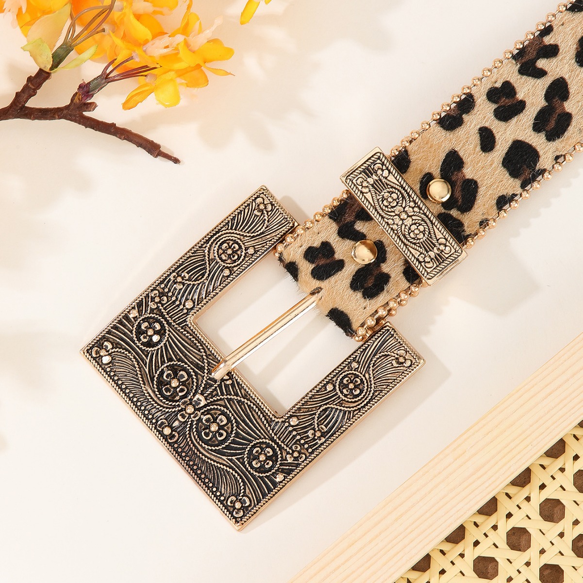 Luipaardprint riem dames Amerikaanse retro decoratieve ins stijl gepersonaliseerde riem_voghion.com