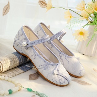 [Yuanshan] 2024 Summer New Chinese Style Retro Embroidered Cloth Shoes Elegant Cheongsam Old Beijing Embroidered Women's Shoes