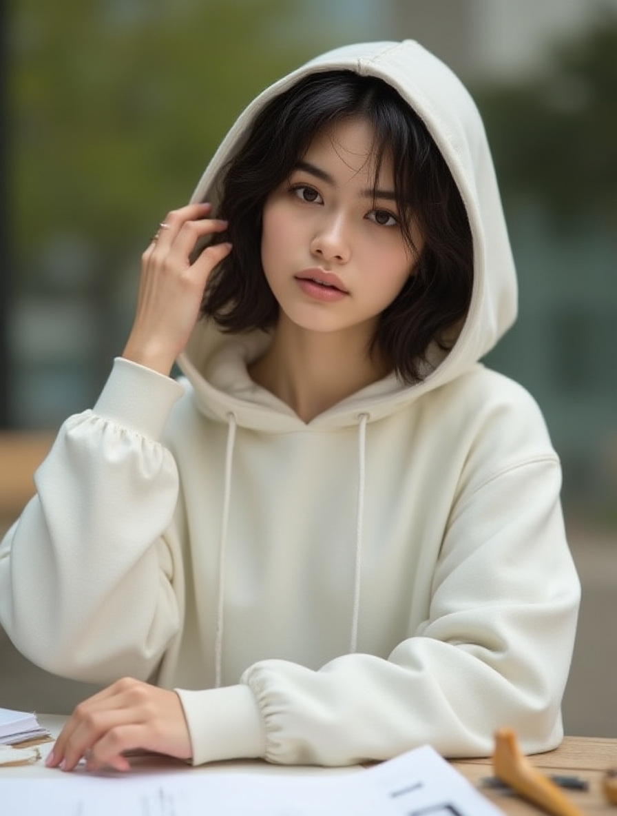 连帽抽绳防晒罩衫