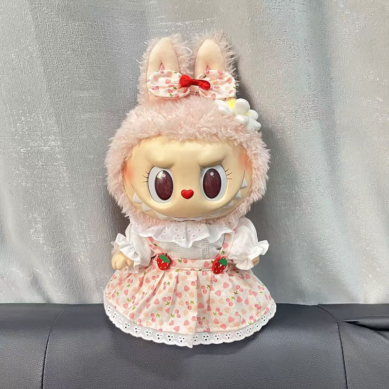 Ropa de muñeca de peluche de vinilo Labubu de 38cm para ropa de muñeca La Bu Time to Chill