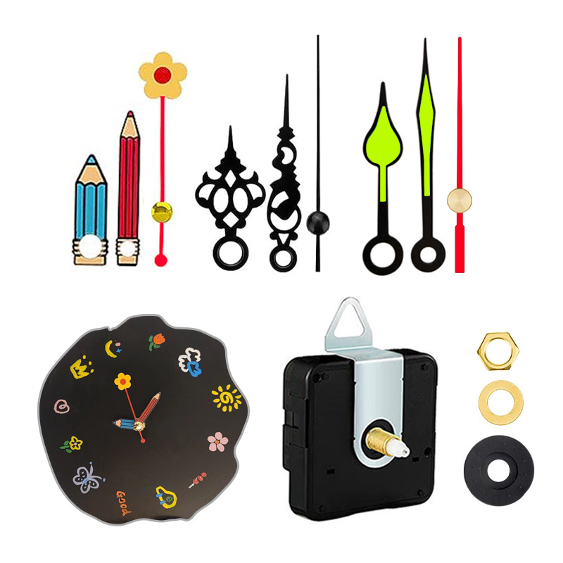 Set completo de movimiento de reloj nuevo modelo, venta caliente transfronterizo, silencioso y fluorescente luminoso, aguja de reloj metálica, para reloj de pared DIY