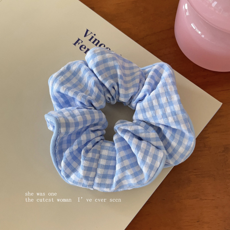 Encaje de flor coreana Encaje de intestino grueso Anillo de cabello femenino Cabeza de flor de viento pastoral Cuerda de cabeza de bola de gran tamaño Accesorios para el cabello de alta calidad