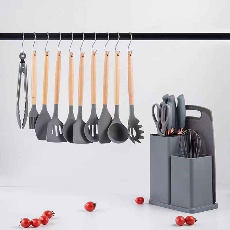 Juego de cuchillos de cocina de silicona Juego de 19 piezas Cuchillo de cuchara Cuchillo de fruta Cuchillo de cocina Accesorios para bebés Herramientas de cocina para el hogar