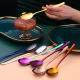 304 square handle Korean spoon creative long handle spoon dining Spoon restaurant hotel drinking spoon gold-plated spoon logo