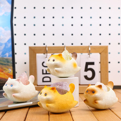 猫猫ロッキングクリスタル置物リビングルームデスクトップ装飾樹脂工芸品漫画かわいい樹脂置物