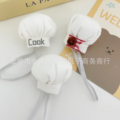 新款毛绒玩偶公仔厨师帽子10cm棉花娃娃帽子labubu装饰帽迷你帽子