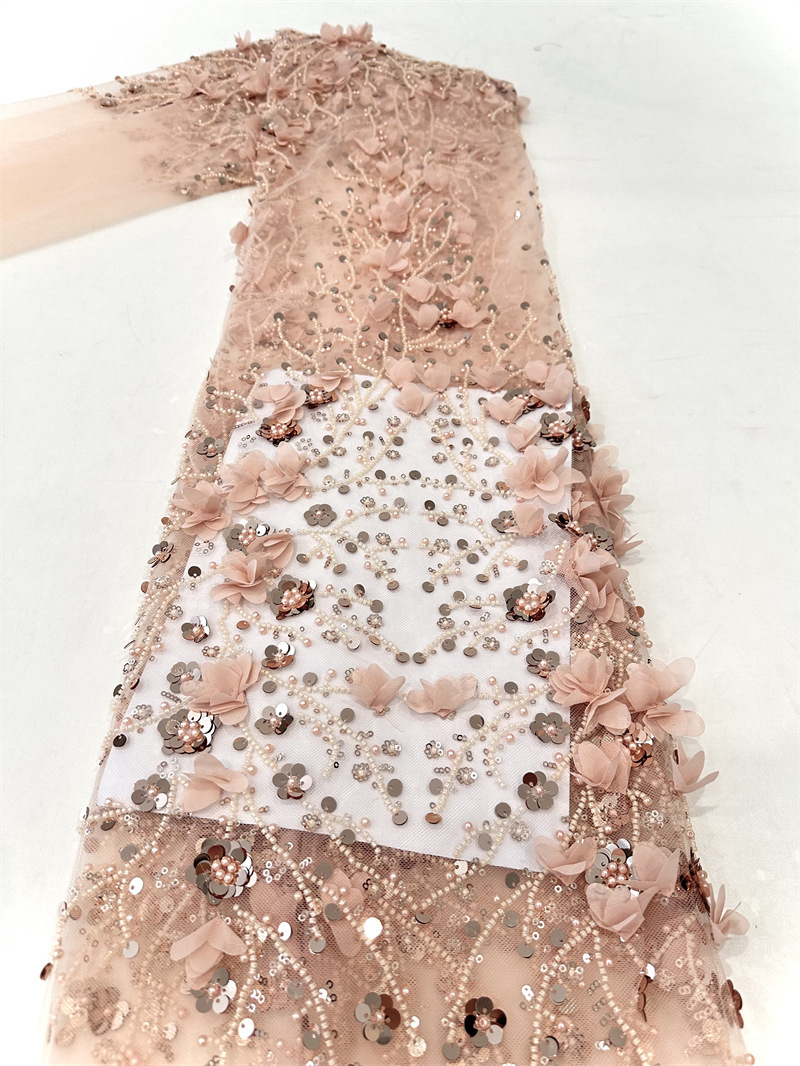 Flor de moda pegatinas tubo de perlas sequin tejido bordado vestido de novia vestido de moda vestido de tela pequeña tela de aire fresco image 15