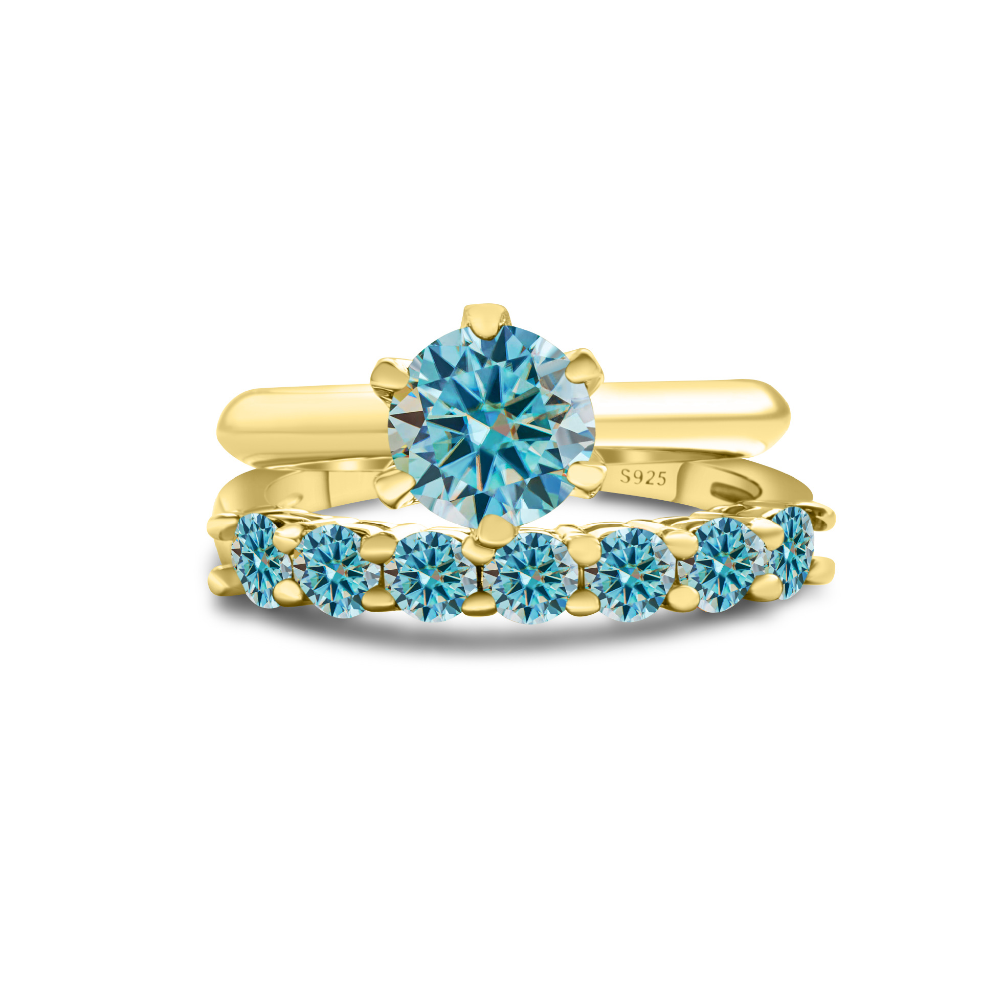 1.7CT anillo de piedra de moissanita oro S925 plata de moissanita conjunto con certificado GRA