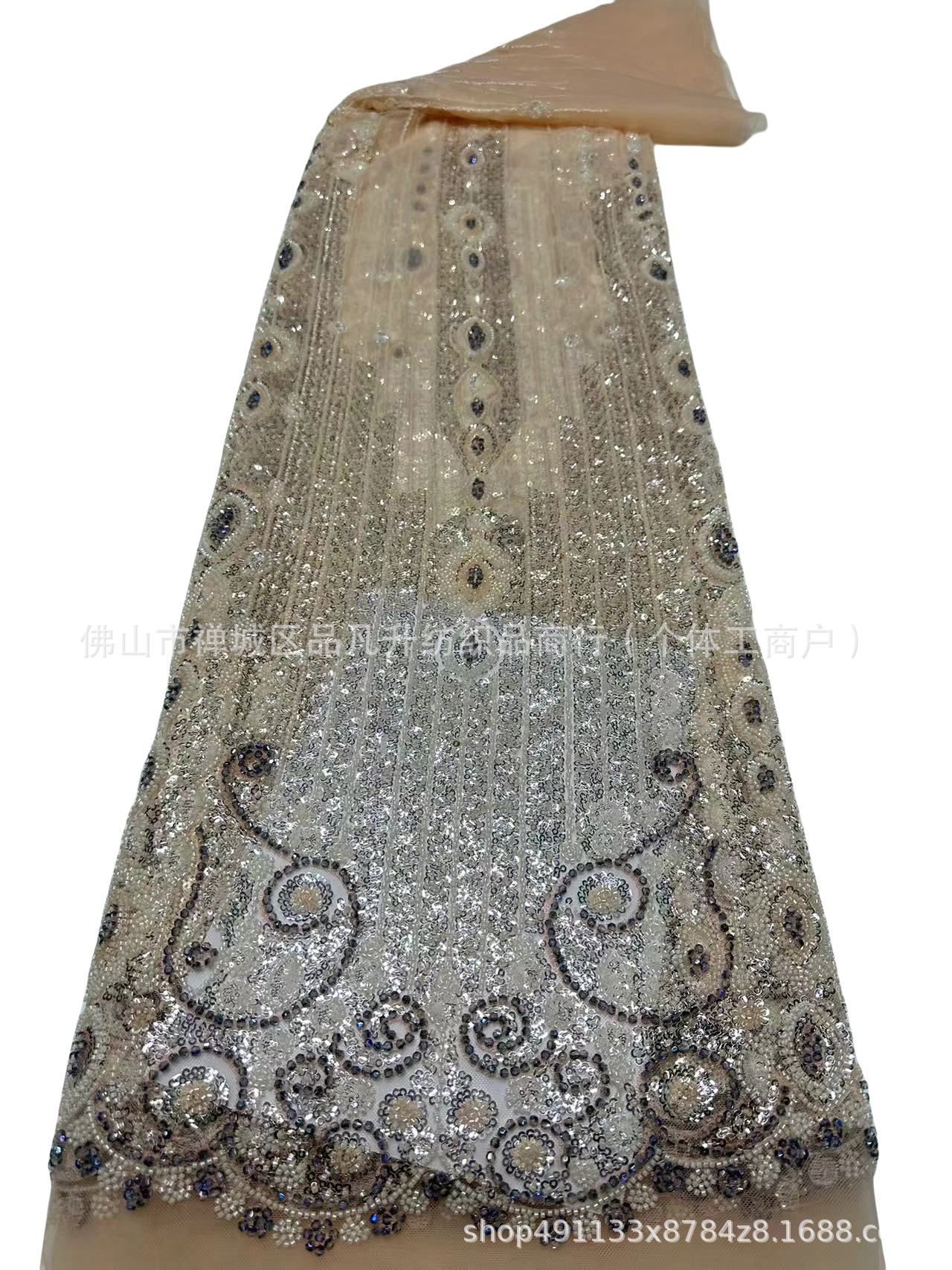 industria pesada de alta densidad cuentas tubo de cuentas tela bordada alta fijación vestido de boda tela de moda cuentas de encaje en stock image 10