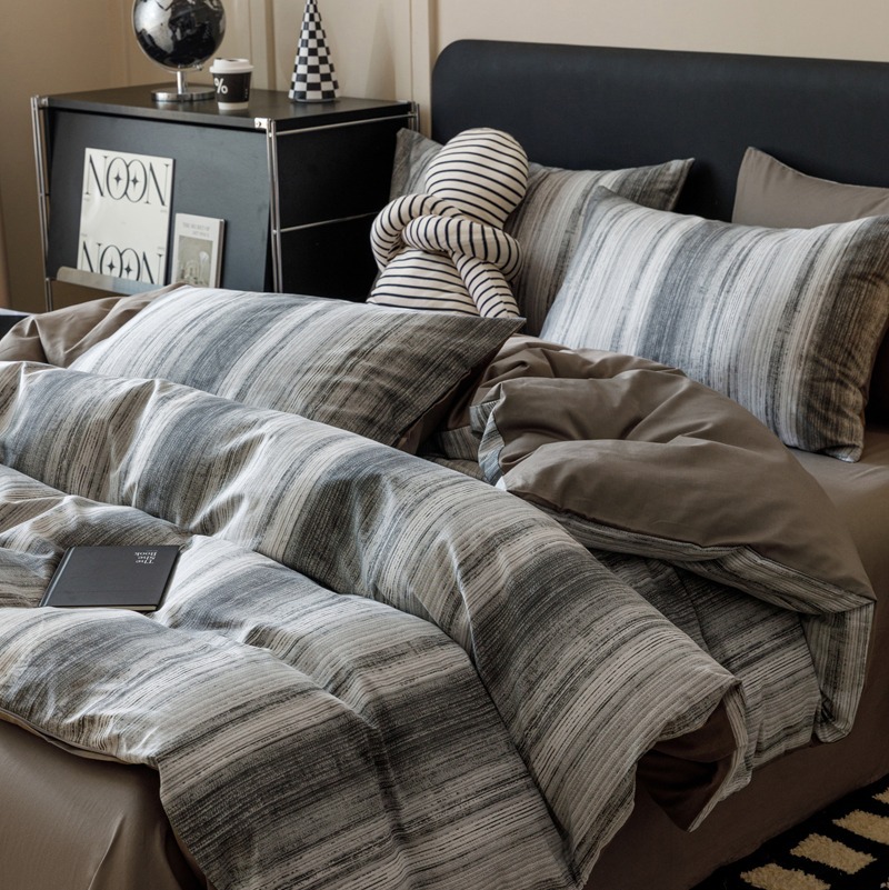 Cama de algodón de cuatro piezas, nueva sábanas de dormitorio de algodón, colchón doble, ropa de cama de tres piezas, impresión de alta calidad de cuatro piezas