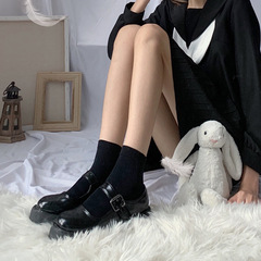 Japanese-style cute velvet ankle socks for women, summer thin mid-calf soft-girl black stockings, breathable half-leg trendy socks