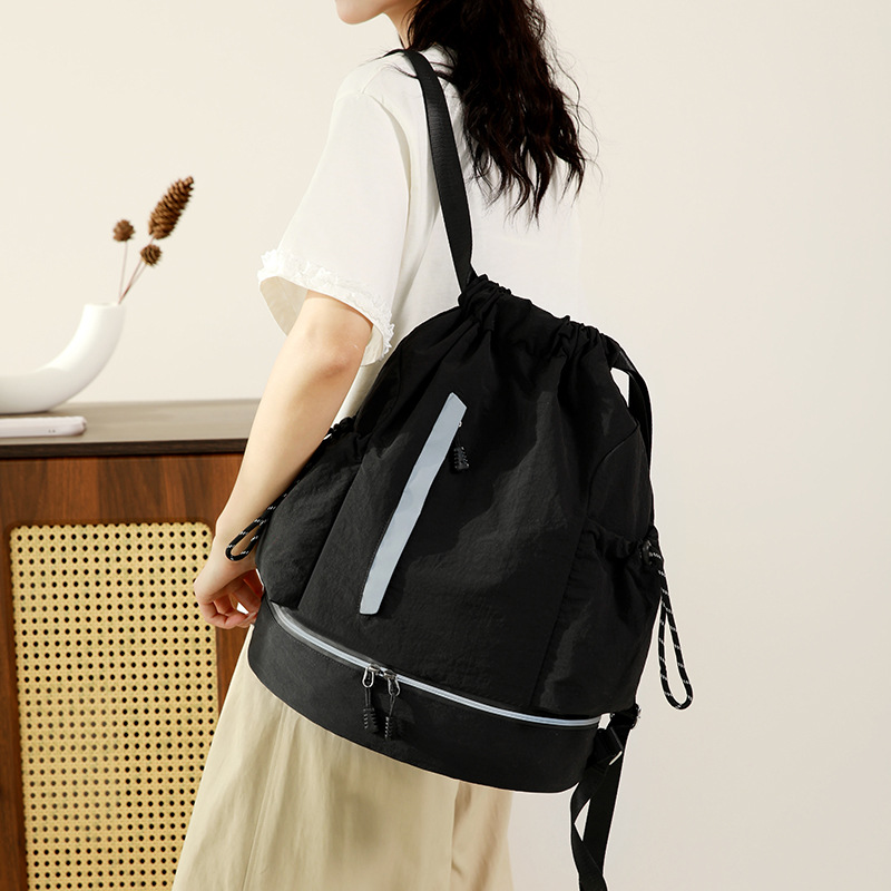 Bolso de baloncesto al aire libre ligero de moda, diseño de tira reflectante, deportes, fitness, ocio, mochila con cordón, stock de gran capacidad