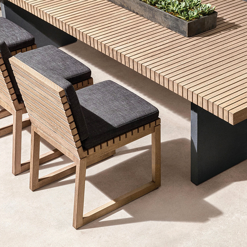 Mesa y silla de teca al aire libre patio terraza antiagua muebles de protección solar jardín al aire libre combinación de mesas y sillas de madera maciza