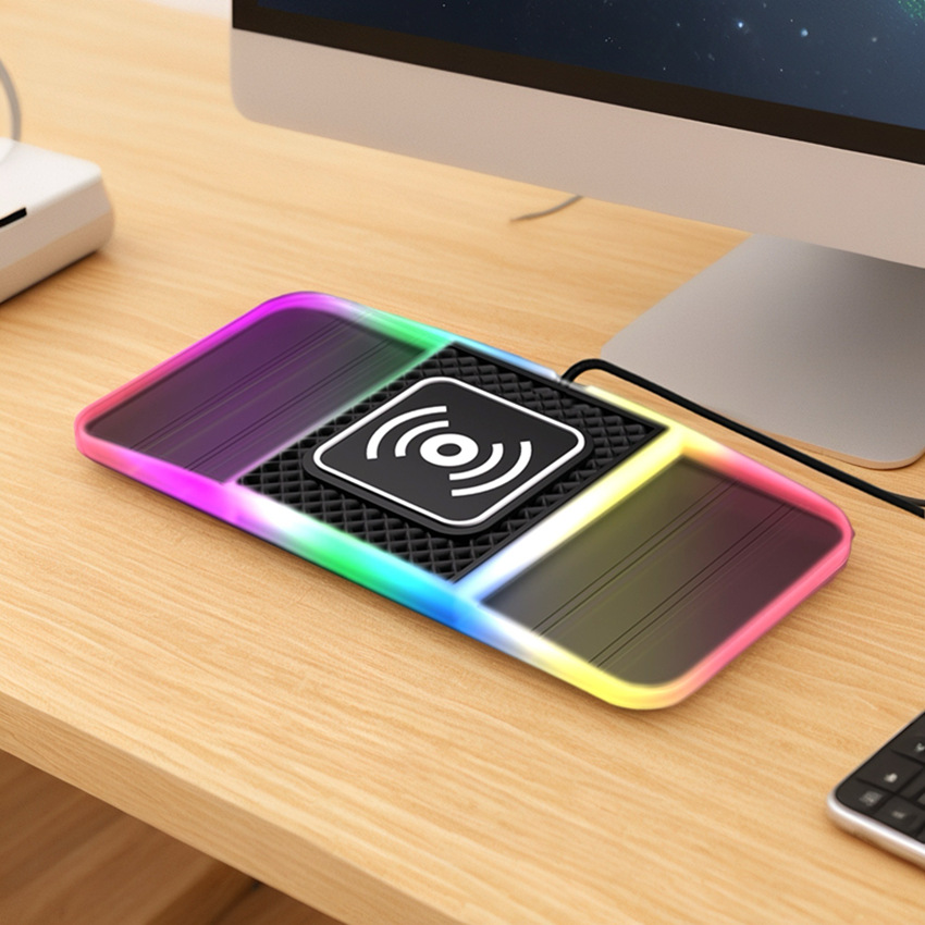 Car Wireless Charger with Ambient Light, Car Charging Pad, 20W Charging, Rgb Fast Charging, Fast Charging, 20W Flash Charging