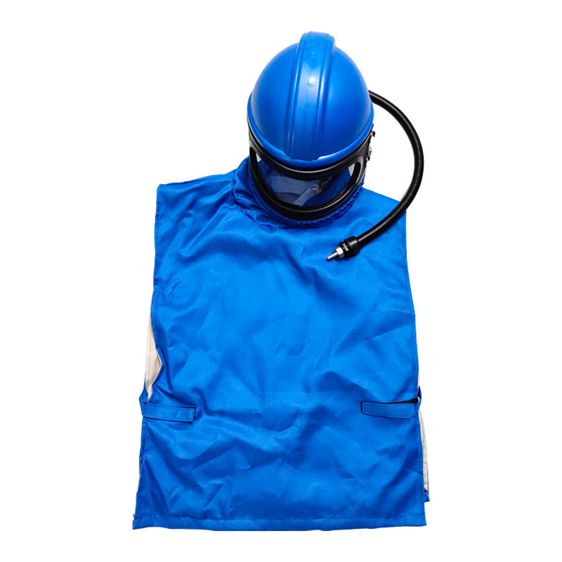 ABSサンドブラストヘルメット砂帽子ブルー酸素供給温調砂服平面二重高精細透明ゴーグル|undefined