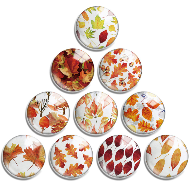 30Mm12Mm18Mm20Mm25Mm40Mm Autumn Leaves 756 Time Gemstone Crystal Glass Round Patch