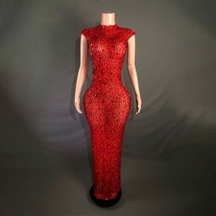 Summer New Evening Dress Women's Long Nail Drill Slim Look Prom Party Bride Wedding Dress dress
