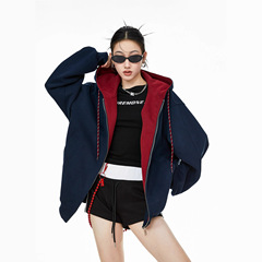韩式慵懒外套连帽开衫卫衣情侣夹克开衫女生2025秋设计感拉链外套