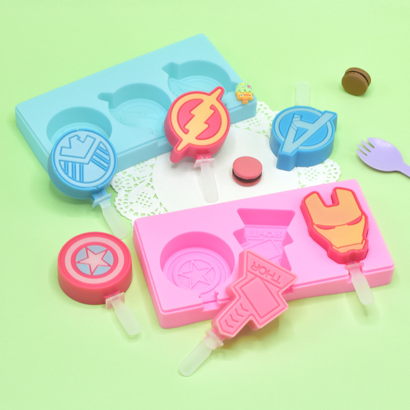 Creativo molde de paleta de silicona de dibujos animados galleta molde de helado molde de paleta de DIY nuevo molde de helado con tapa