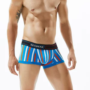 SEOBEAN Mens Striped Boxers with 20 Count Fabric, Low Waist, Non-Iron, 88% Cotton and 92% Polyester, 4-Season Comfort