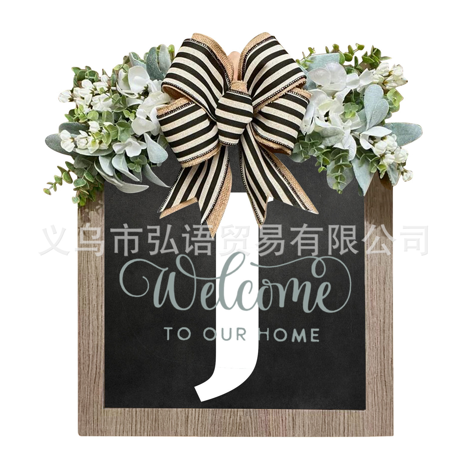 Transfronterizo Apellido Año Ronda Puerta de entrada Wreath26 letras mariposa Placa de puerta Decoración