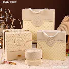 结婚伴手礼盒空盒子高级礼物包装盒子喜糖盒生日礼品盒圆形手提盒