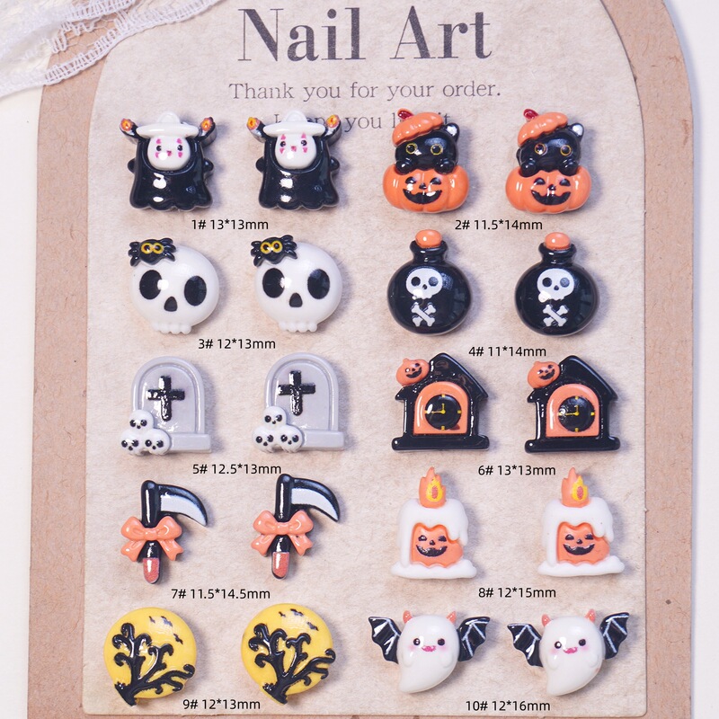 Glossy cream glue Halloween cartoon nail art decorations resin small accessories DIY phone case nail accessories wholesale Glossy cream glue Halloween cartoon nail art decorations resin small accessories DIY phone case nail accessories wholesale