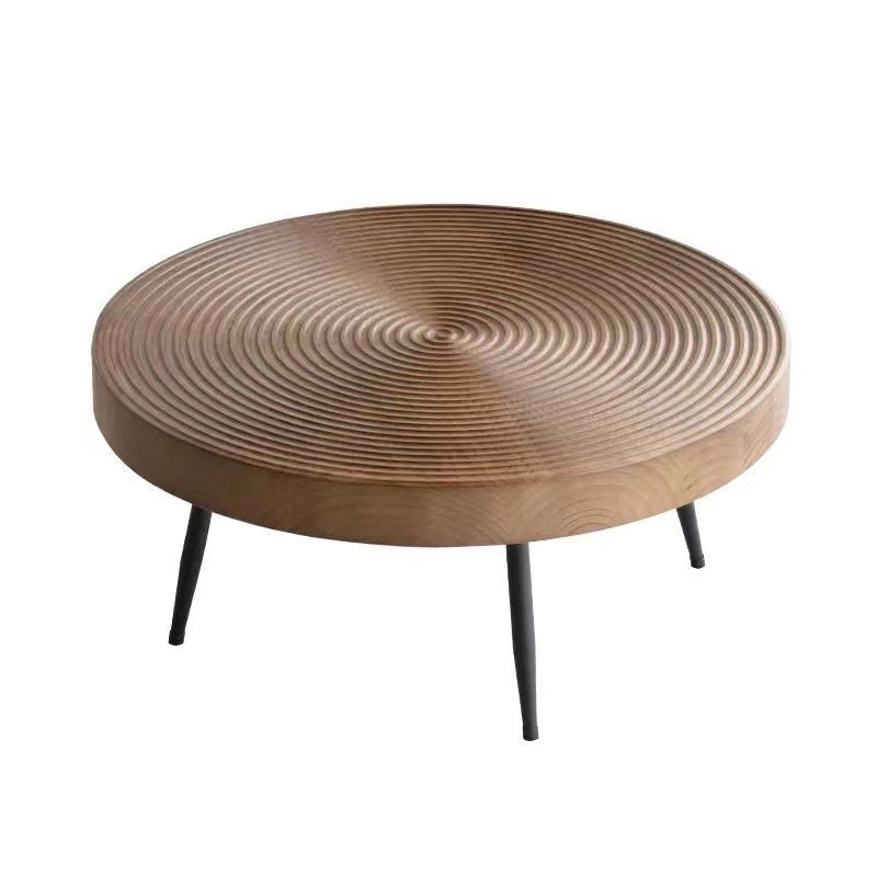 Cronología creativa nórdica mesa de centro de madera maciza apartamento pequeño casa de familia troncos de estilo japonés mesa baja redonda casa sala de estar retro