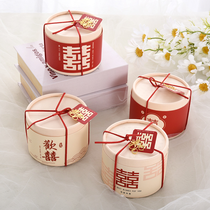 生日礼物包装筒盒新品中式结婚伴手礼糖果礼盒婚礼卷边圆桶喜糖盒