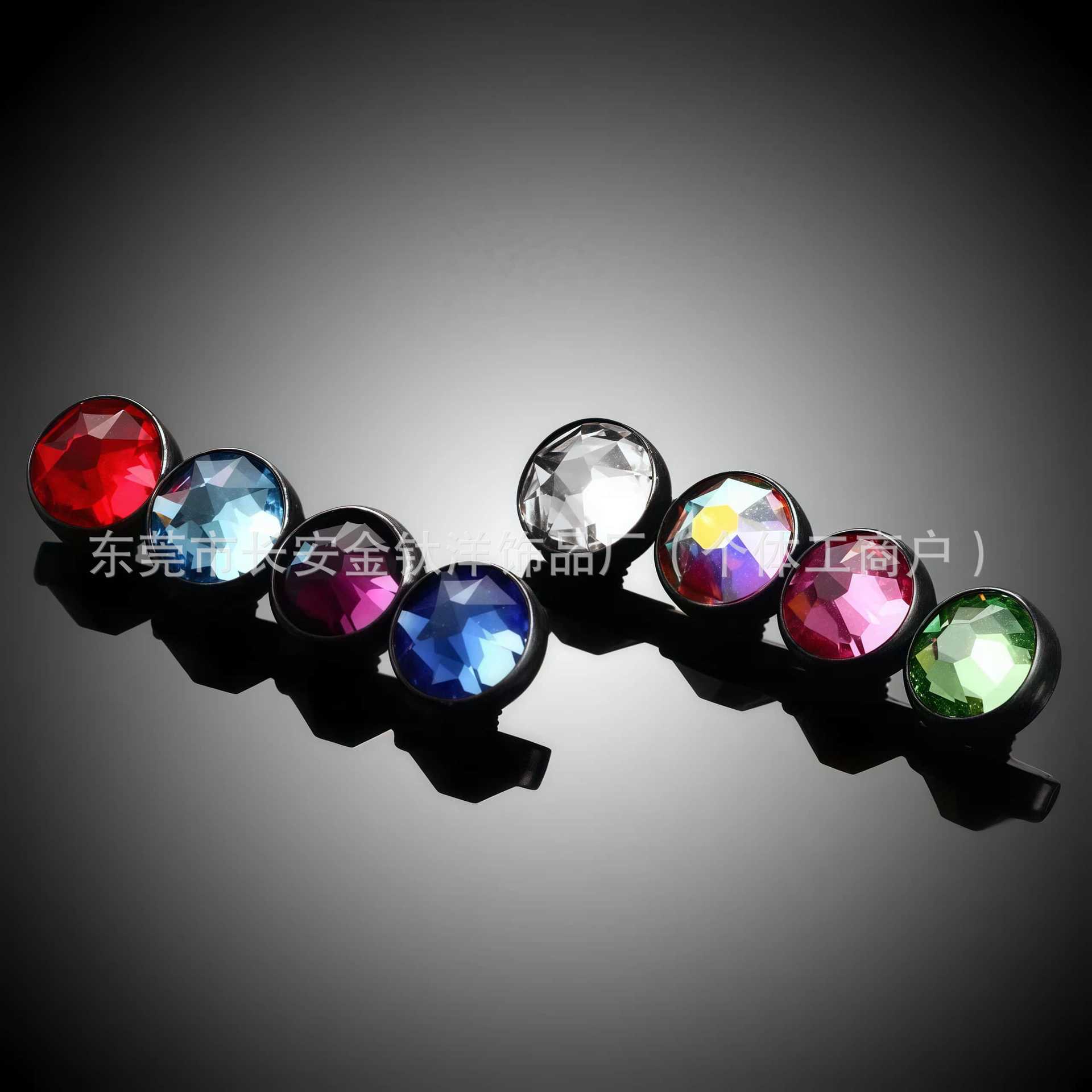 F136 Titanium Black Embedded Nail with Czech Crystal - Bone Implant Nail, Skin Implant Nail, G23 Titanium Alloy Piercing Jewelry detail image 7