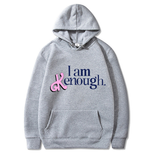 I Am Kenough Letter Print Hooded Sweatshirt for Men and Women