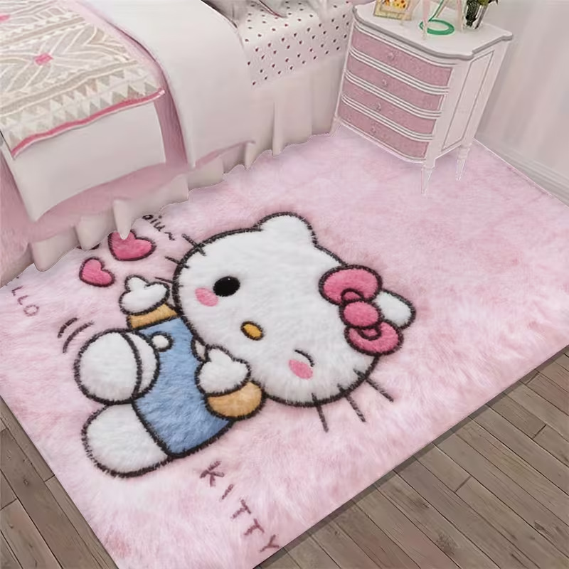 Caricatura encantadora hellokitty habitación alfombra de la cama resistente a la suciedad a prueba de polvo fácil de cuidar alfombra decoración de la sala de estar