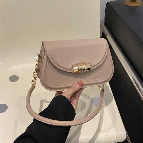 High-Quality Update Solid Color 2024 New Winter Retro Fashion Casual Crossbody Shoulder Underarm Chain Small Square Women's Bag