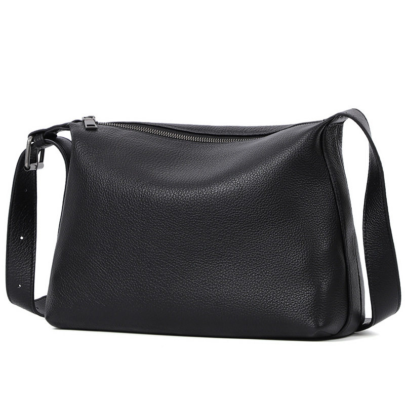 Túi đeo chéo nam da bò mềm dung tích lớn 29×11×17 cm — Màu đen