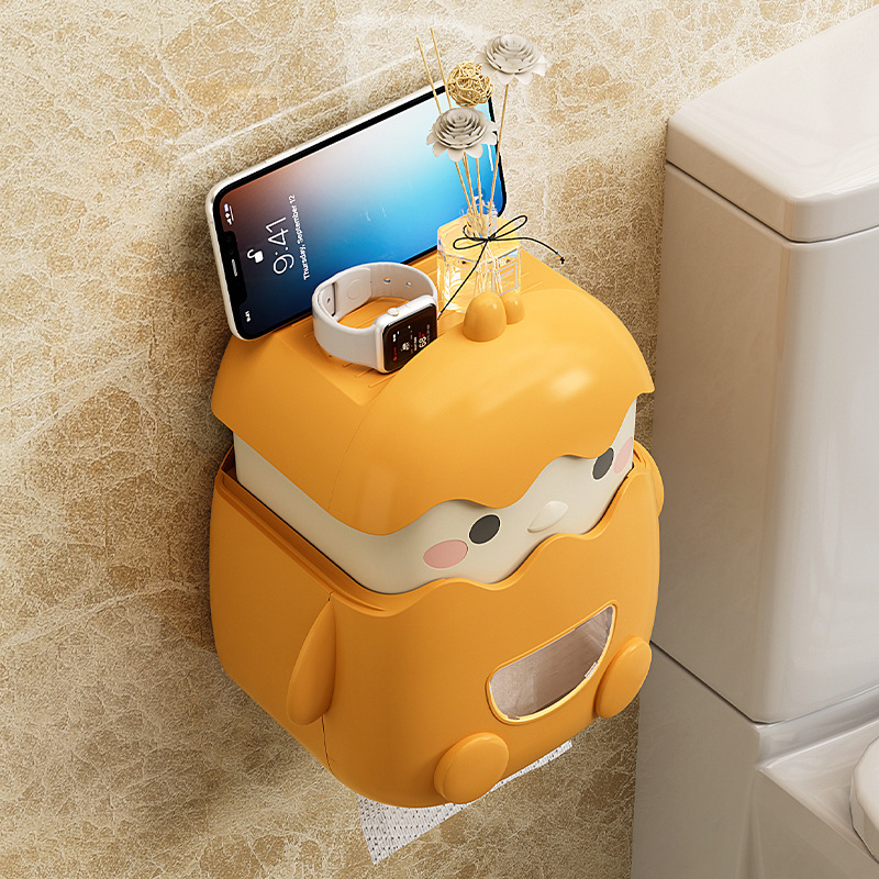クリエイティブ壁掛けティッシュボックスパンチフリーバスルームリビングルーム収納ボックストイレチキン漫画ティッシュボックス卸売|undefined