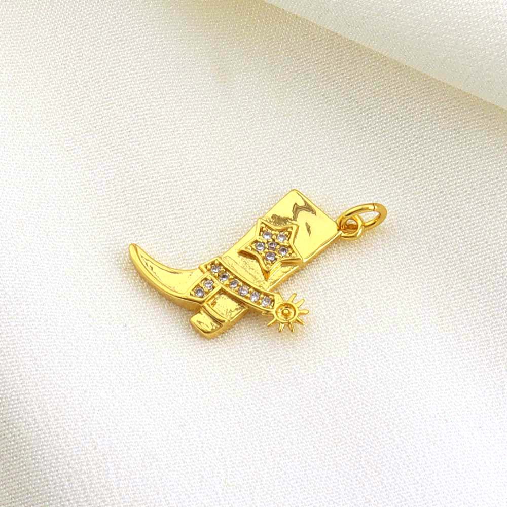 2g Weight Pendant Jewelry Making Type 18 * 23mm Jewelry Making Size Zircon Inlay Material DIY Jewelry Accessories Classification 1 Piece Quantity Copper Material Heart Shape, Boots Pattern All Seasons Season Plating Design Cute, Retro Style 1 Piece 18 * 23mm Copper Zircon Heart Shape Boots Pendant 19